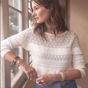 Sezane Tilia jumper in great condition. Ivory with lace and pleated chiffon band